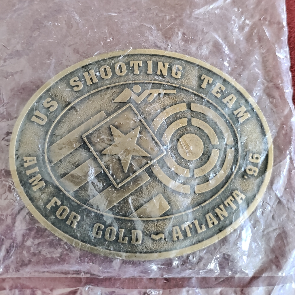 CollectiblesNew Vintage Us Shooting Team Belt Buckle Aim For Gold Atlanta 96
